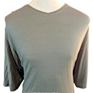 Mens Barry Bricken Green Silk Blend SS V-Neck Pullover Casual Shirt Sweater sz L
